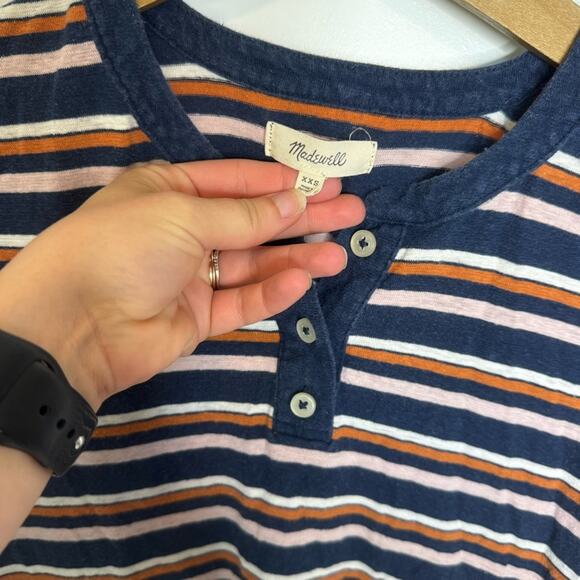 Madewell Multicolor Striped Henley Tee T-shirt Dress Mini Size XXS - Picture 3 of 4